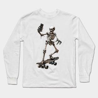 A skeleton rides a skateboard Long Sleeve T-Shirt